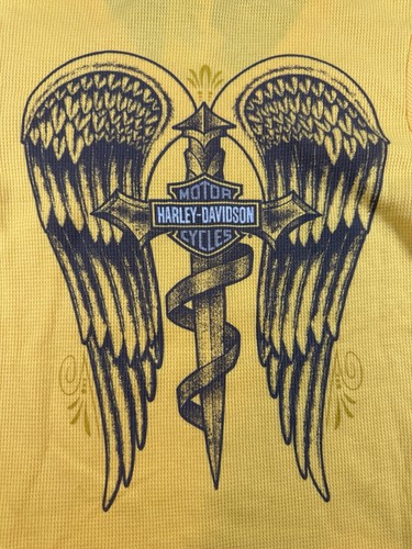 NWT Women’s L Citrus Yellow Thermal Harley Davidson Shirt Janesville WI NOS - Picture 7 of 7