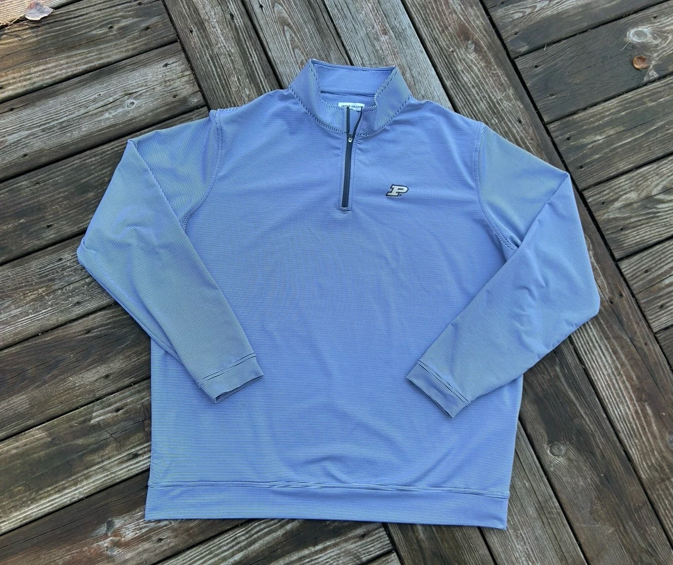 Peter Millar Performance 1/4 Zip Pullover Striped Golf Purdue Boilermakers XXL - Image 3 of 4