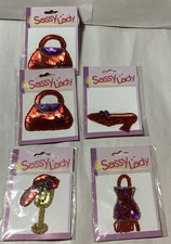 Lot Of 5 Sassy Lady Red Hat Society Sequin Appliqué’s NWT