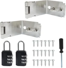 2 Pack Door Locks Hasp Latch, 5 Inch 90 Degree Stainless 5 90 