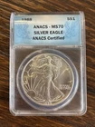 1988 $1 American Silver Eagle ANACS MS 70 | Uncirculated UNC BU
