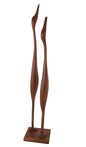 Birds Teakwood Sculpture 30” Teak Figure Atomic MCM Abstract 1970’s Danish Art - Picture 2 of 11