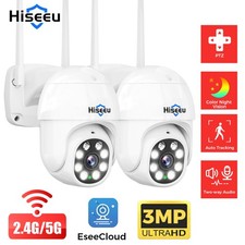 2PCS Hiseeu 3MP WiFi Security Camera Outdoor Pan-Tilt Zoom Auto Track 2Way Audio