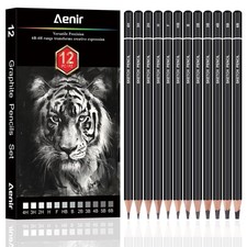 Sketch Pencils For Drawing Set 12 Pencils Sketching Medium 6B4H Graphite Art