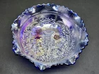 Vintage Smith Iridescent Blue Carnival Glass Windmill Bowl