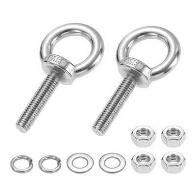 M8 x 35mm Eye Bolt, 2Pcs 304 Stainless Steel Thread Lifting Ring Set, Silver