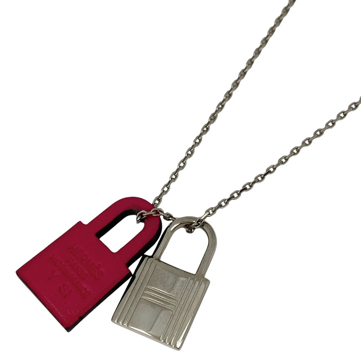 HERMÈS HERMES O'Kelly PM Ciondolo Cadena O'Kelly Collana Ciondolo Placcatura Argento Lea...