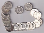 1964 P+D KENNEDY HALF DOLLAR ROLL 90% SILVER 20 $.50 COINS UNITED STATES AMERICA