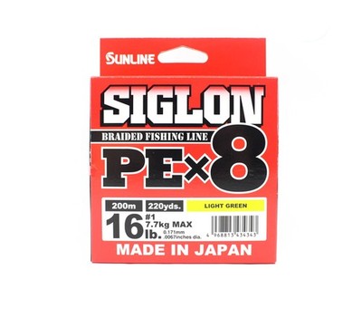 Sunline P.E Linie X8 Siglon 200M P.E 1 16LB Light Green (4343)