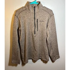 Eddie Bauer Men’s Quarter‑Zip Sweater Fleece – Gray Heather – Size TM