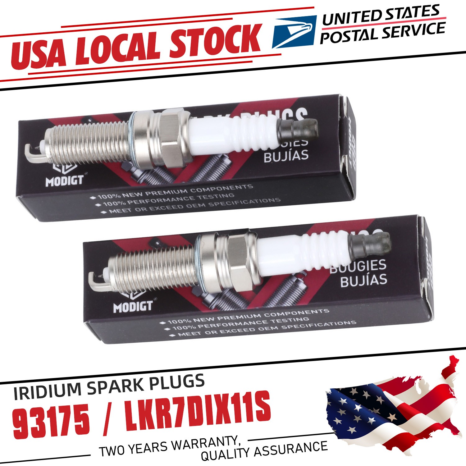 2 PCS Iridium Spark Plugs For NGK 93175 LKR7DIX-11 OEM Replacement High Quality