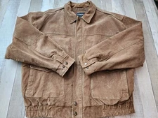 Outbrook Men's Nylon Quilt Lined Suede Leather Jacket XL Biker Bomber Classic