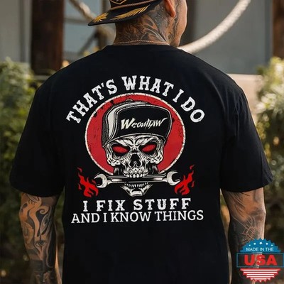 THAT'S WHAT I DO I FIX STUFF Skull With Wrench Print Men's T-shirt