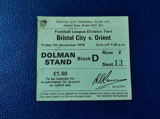Bristol City vs Leyton Orient Ticket 1975 Division Two