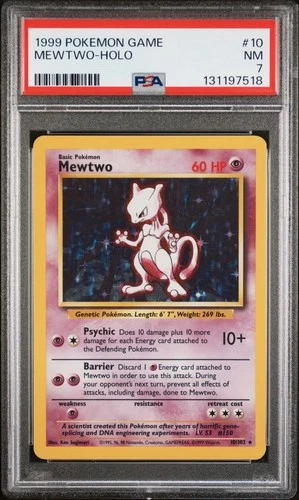 1999 POKEMON BASE SET UNLIMITED #10 MEWTWO-HOLO PSA 7