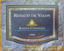 etiquettes vins FRANCE RENAUD DE VALON 1995 Saint Chinian  wine labels