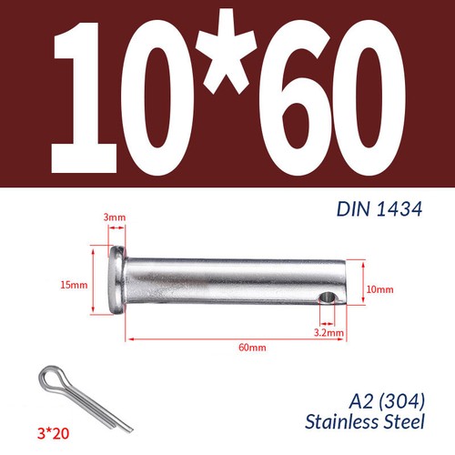 3MM 4MM 5MM 6MM - 20MM Clevis Pin 304 Stainless Steel A2 Hinge Pin Rigging Pin - Picture 96 of 170