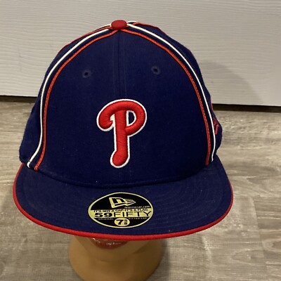 Philadelphia Phillies Hat Cap Mens 7 5/8 Fitted New Era Red & White Pinstripes