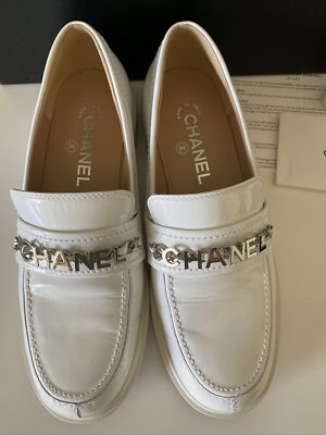 Chanel Loafers Size 38 White NEW | eBay Chanel Loafers Size 38 White NEW | eBay