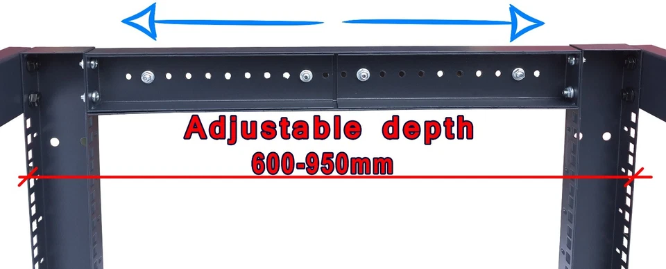 22U 4 Post Open Frame 19" Network Server Rack on Caters Adjustable Depth 24"-37" - Image 4 of 4