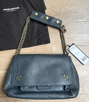 NEW Jérôme Jerome Dreyfuss Lulu M Bubble Petrol Lambskin Crossbody
