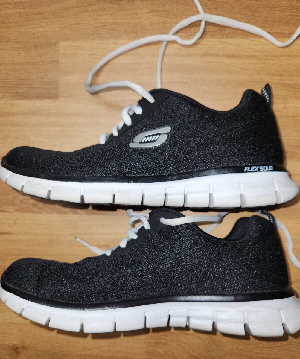Skechers Skech Knit Womens Black White Athletic Training Shoes