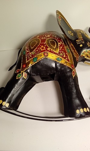 Elephant Metal Rocking Hand Painted 13" Tall 18" Long 8" Wide - Picture 18 of 21