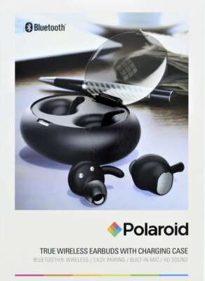 Polaroid True Wireless Bluetooth Black Earbuds AirPods With