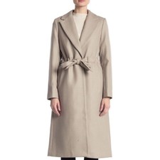 J.crew Women's Tie-waist Double-serge Wool Topcoat Beige Light Stone Size 10