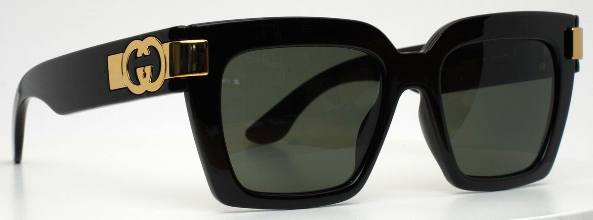 Gucci GG1689S 001 Sunglasses Women's Black/Gold/Grey Lenses