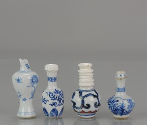 Set of #4 Antique Chinese Kangxi Period Porcelain Dollhouse Vases