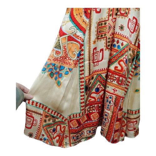 Single Dress Women's 100% Silk A-Line Aztec Lined Sun Dress Size P - Picture 3 of 12