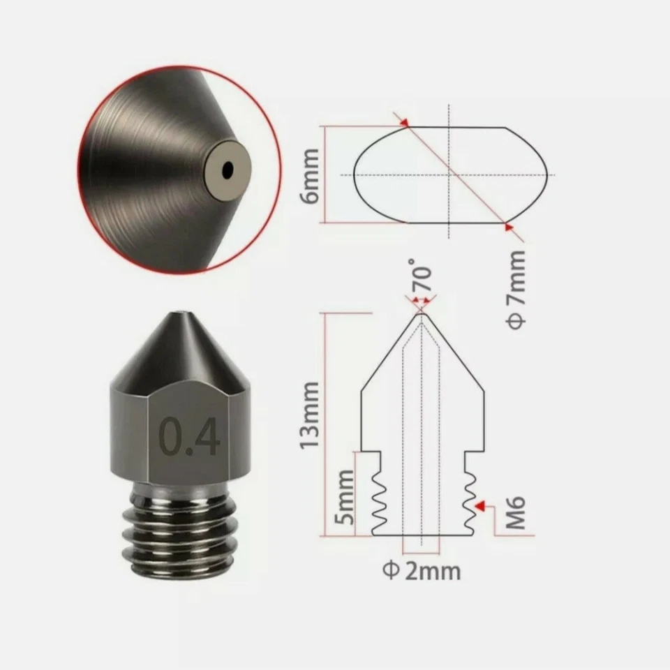 1PC Swiss MK8 Hardened Steel Nozzle To MK8 Extruder For Ender 3 CR10 Block UK — 第 2/4 张图片