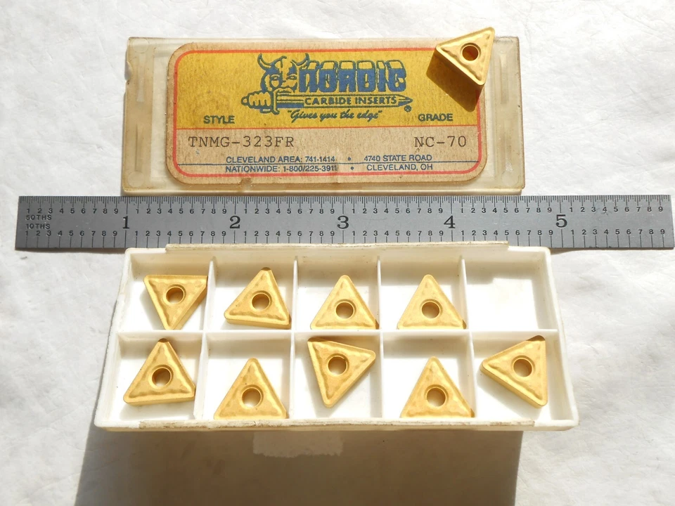 NUEVO 10 PIEZAS. INSERTOS DE CARBURO INDEXABLES NÓRDICO EE. UU. TNMG-323FR GRADO ACERO NC-70 Foto 2 de 4