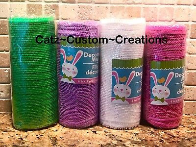 Deco Easter Mesh Easter Spring Wreath Floral St.Pat`s Bow Ribbon Spring