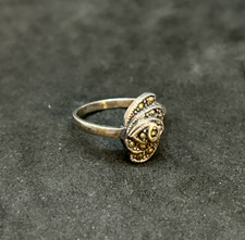 925 Sterling TH Marcasite Swirl Ring 15mm Sz 8 - 3.15g