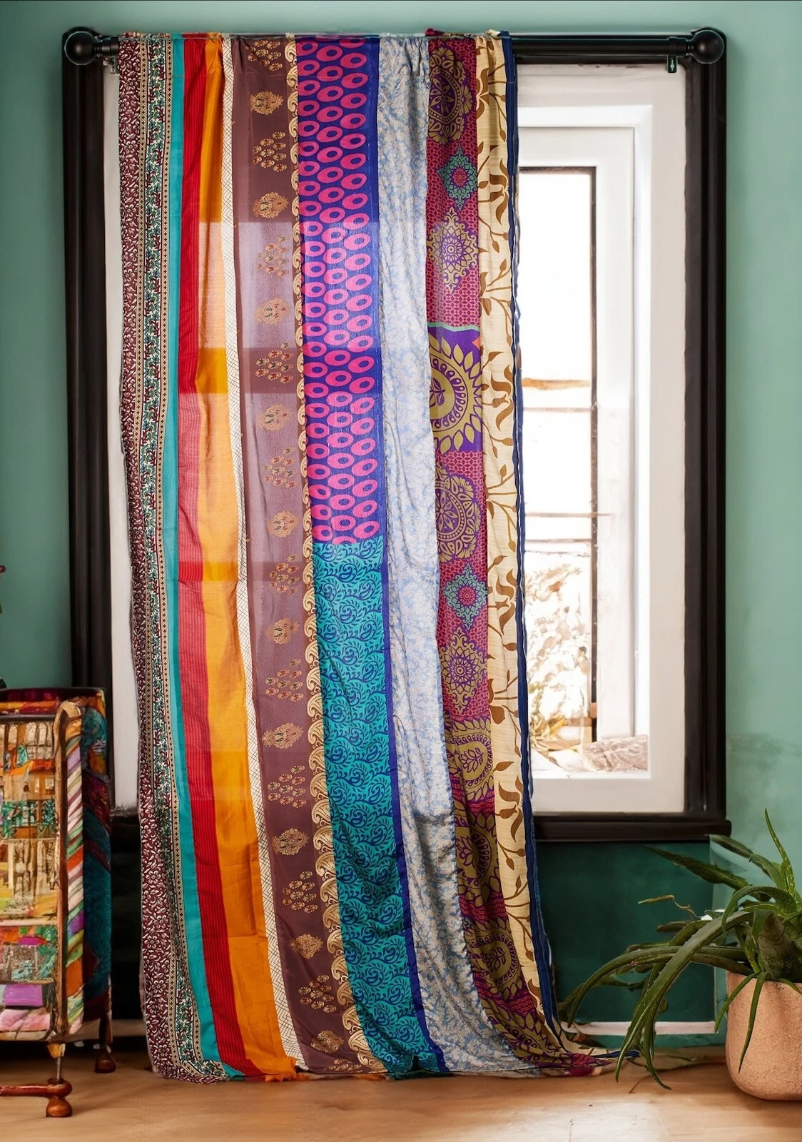 Sari Curtains with Handcrafted Recycled Sari Fabric Various Colours Panels
Opens in a new window or
