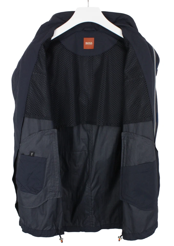 Hugo Boss Onan Jacke Herren (Eu) 56 Versteckte Kapuze Halb Netzfutter Marine Mid - Bild 4 von 4