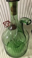 Vintage Handblown Italian Green Glass Wine Decanter