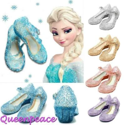 Girls Princess Elsa Cosplay Sandals Jelly Shoes Kids Fancy Dress Up Size 7 8 9
