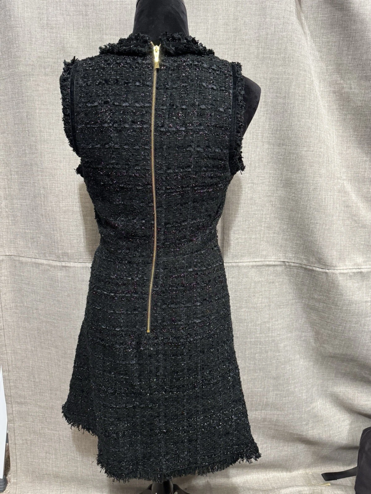 Abito Kate Spade 18Aw tweed mini lama senza maniche nero Sh0514 donna taglia 4