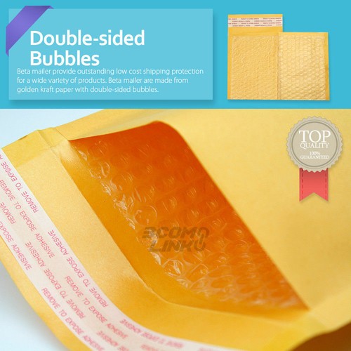 50 #000 4x8 (4x7) Kraft Paper Bubble Padded Envelopes Mailers Shipping Case - Picture 2 of 7