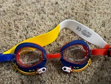 Aqua2ude Kids’ Swim Goggles With Case, Blue/Orange, For Ages 6+