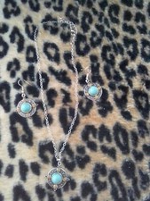 3 Piece Turquoise Bohemian Jewelry Set. Necklace  earrings. New