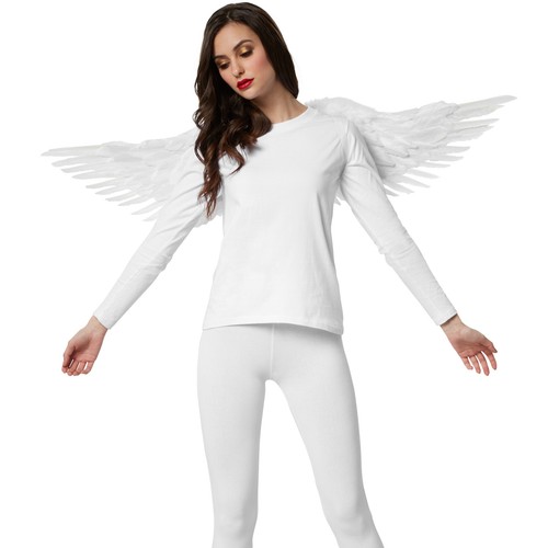 Angel Wing Christmas Ladies Xmas Women Costume Wings Carnival Feather New White - Picture 2 of 4
