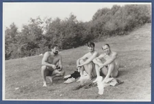 Beautiful Guys in Nature with binoculars, naked torso Soviet Vintage Photo USSR
