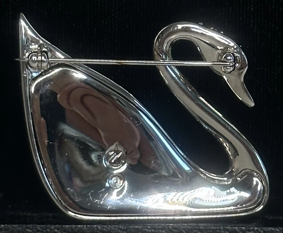 Beautiful Swarovski Pave Crystal Iconic Swan Brooch Pin Silver Tone 1.75” - Image 2 of 2