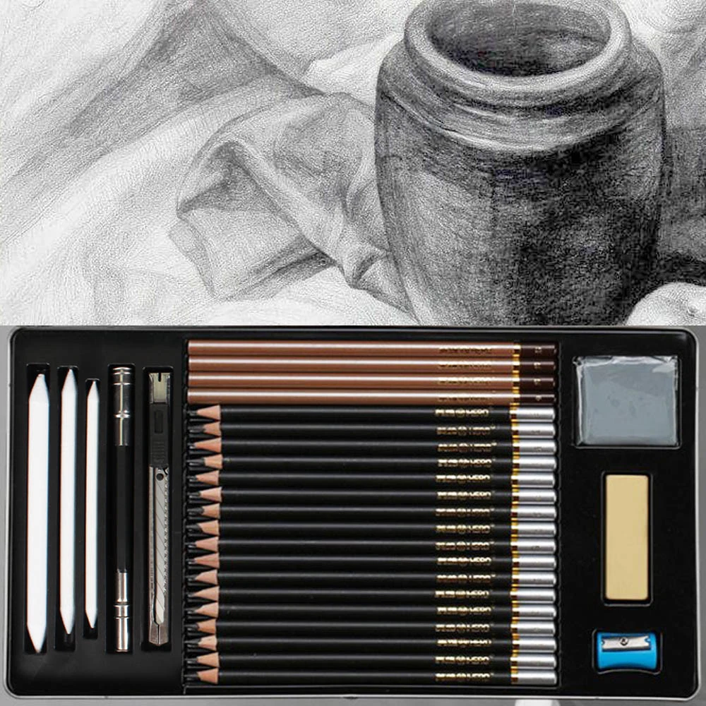 Professional 29-piece Art Kit Drawing and Sketch Kit Drawing Graphite  Pencils-US