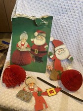 PKG Christmas 9" Honeycomb Party Decorations santa  Mrs. OLD Vintage Christmas