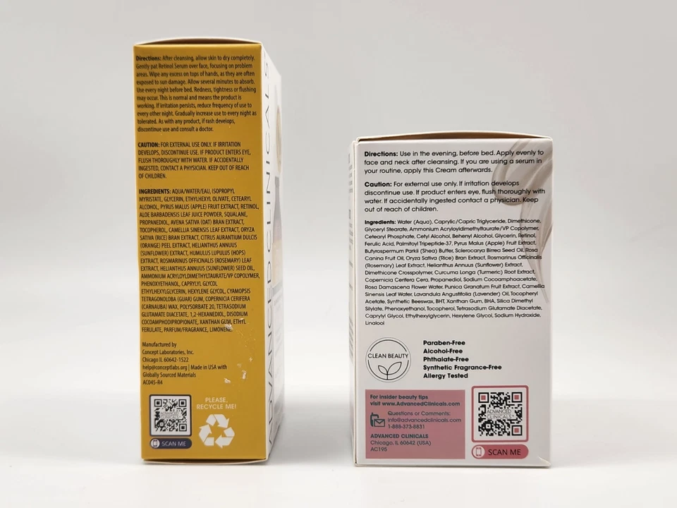 Crema facial antiarrugas RETINOL ENCAPSULADO 2 PIEZAS Advanced Clinicals + suero facial Foto 4 de 4